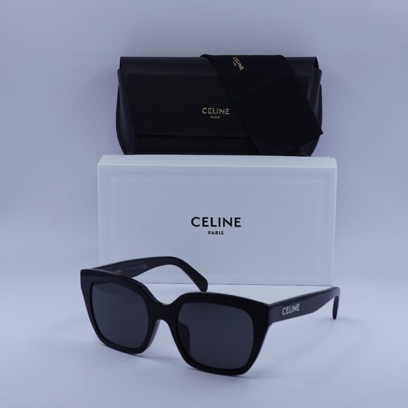 Celine CL40198F 01A Square Sunglasses–Shiny Black - Picture 1 of 9